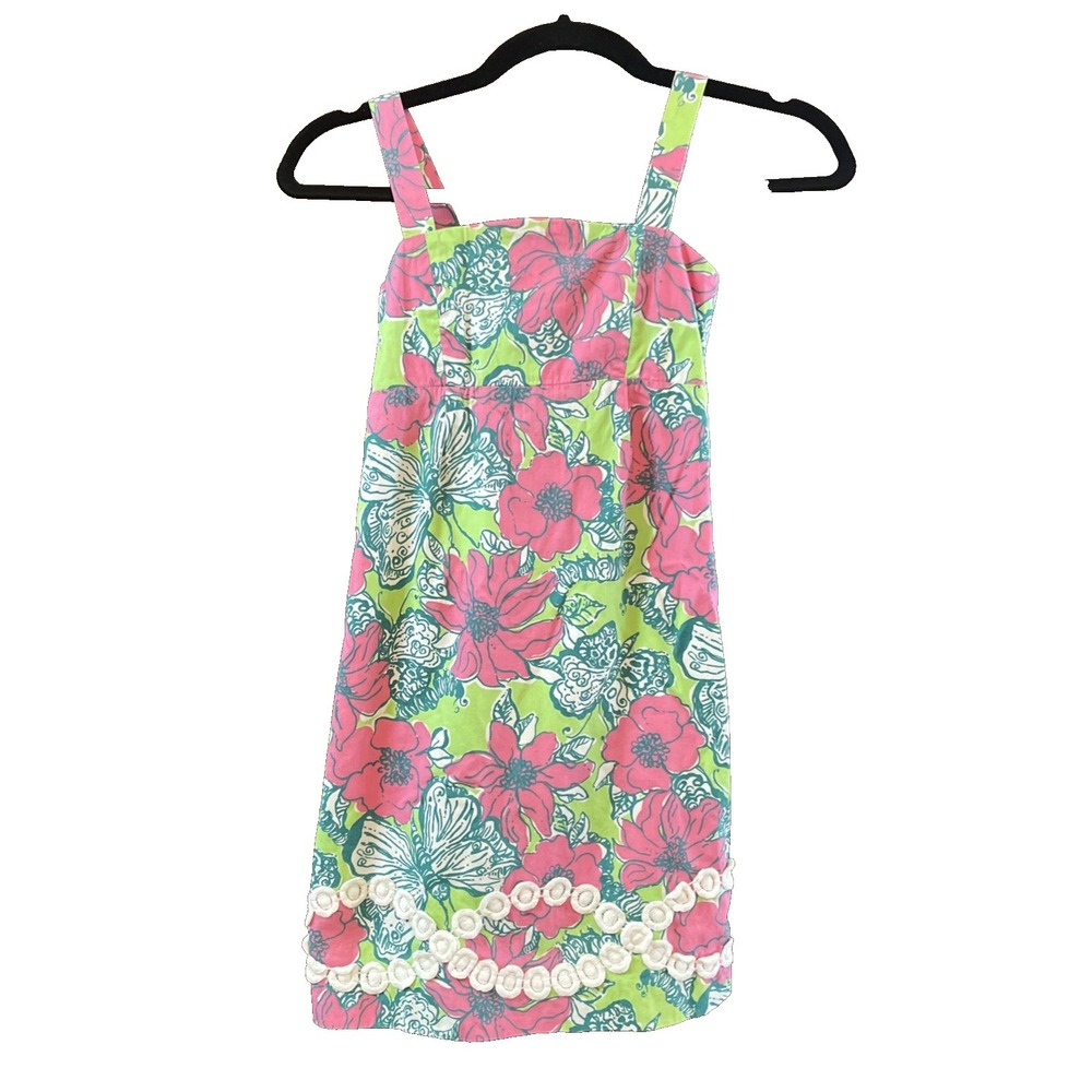 Girl's 10 Lilly Pulitzer Bloomin Cocoonin Butterfly‎ Sun Dress floral Pink Green